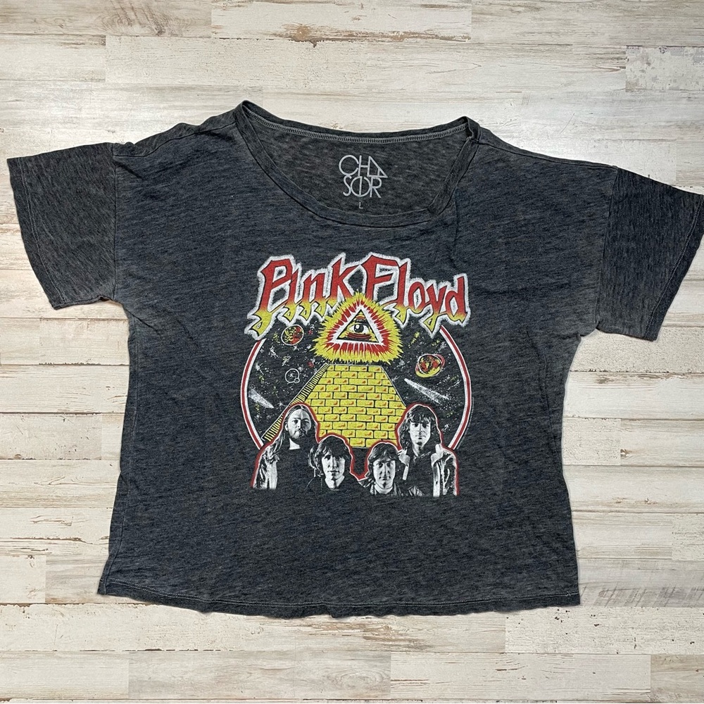 Chaser Pink Floyd Festival Dark Side Band Tee Distressed Made In USA Black LARGE